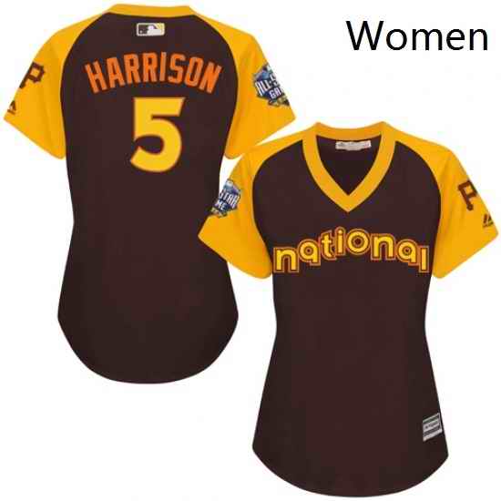 Womens Majestic Pittsburgh Pirates 5 Josh Harrison Authentic Brown 2016 All Star National League BP Cool Base MLB Jersey